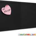 Feltor Felt Bulletin Board, 47"x23" Vision Board Contains 20 Push Pins (Random Color) School Home Wall Acoustic Panel - Black