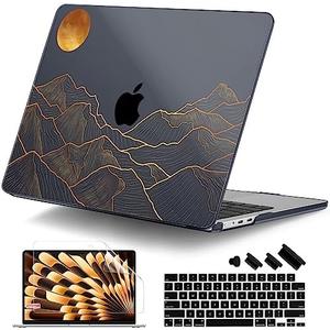 DONGKE for M4 MacBook Air 13.6 Inch Case 2025 2024 2023 2022 Model A3240 A3113 A2681 M3 M2 Chip, Plastic Hard Shell Case Cover with Touch ID for MacBook Air 13 Inch M4 - Abstract Mountain
