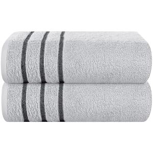 MyOwn Cotton 2 Pack Oversized Bath Towel Set 28x55 inches, Large Bath Towels, Ultra Absorbant Compact Quickdry & Lightweight Towel, Ideal for Gym Travel Camp Pool - Light Grey, 71618