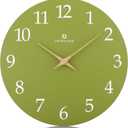 Lafocuse 12 Inch Wooden Olive Green Wall Clock Battery Operated Silent Non-Ticking, Modern Simple Wall Clock for Living Room Decor Kitchen Bedroom Office