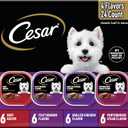 Cesar Wet Dog Food Classic Loaf in Sauce, Breakfast and Dinner with Grilled Steak & Eggs Flavor, and Chicken & Liver Flavor, 3.5 oz. Easy Peel Trays, Variety Pack, 24 Count
