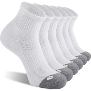 FITRELL 6 Pack Men's Athletic Ankle Socks Cushioned Sports Running Socks 9-12 (White)