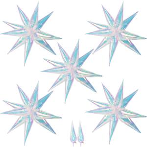 62Pcs Explosion Star Balloon Spike Foil Balloon for Wedding Birthday Bachelorette Party Decorations, Iridescent