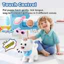 Ylpaprm Samoyed Walking Barking Toy Dog for Kid Interactive Dog ToyToddler Puppies that Walk Licking Doggy Puppy with Leash, Electric Talking Singing Tail Wag Plush DIY Pretend Dress Up Girl