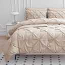 LANE LINEN King Size Comforter Set - 7 Piece Premium Microfiber All-Season King Size Bedding Sets - Includes Comforter, Sheets, Pillowcases & Shams - Super Soft, Fade Resistant & Fluffy Bed Set - Beige