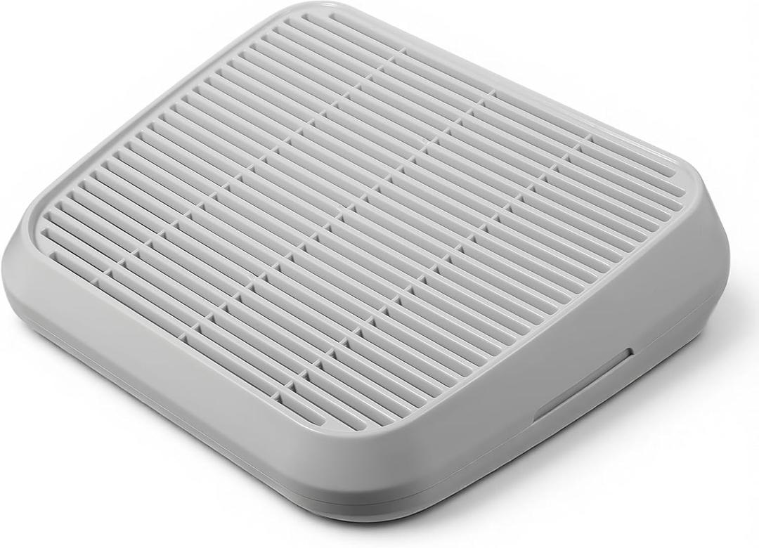 Elevated Cat Litter Ramp with Filter Function, Double Layered Cat Litter Box Step/Catcher Easy Cleaning, Washable Cats Litter Trapper Suitable for Kitten & Elderly Cats (Grey)