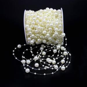 Bingcute 100 Feet Fishing Line Artificial Pearls String Beads Chain Garland Flowers Wedding Party Decoration,Party Supplies, Ivory
