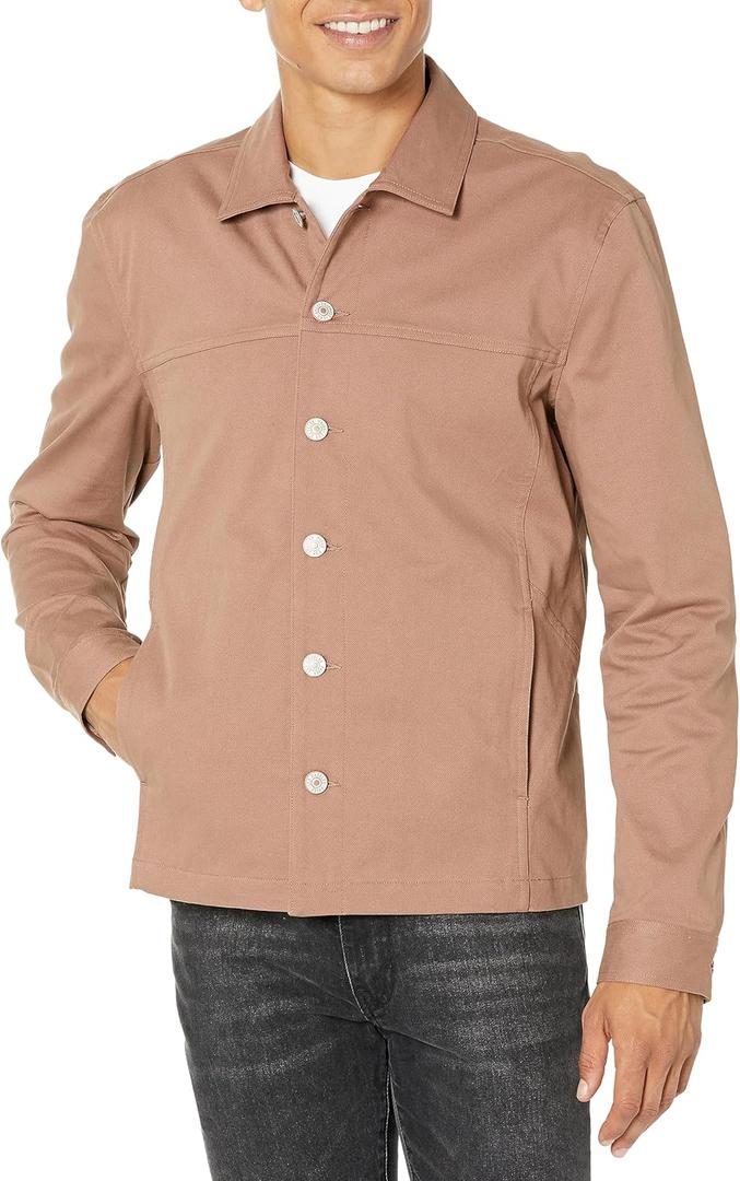 PAIGE Men's Elsmar Stretch Cotton Chore Jacket (Large, Deep Mauve)