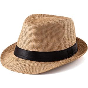 LADYBRO XL Straw Fedora Hats for Men Summer Trilby Beach Travel Panama Casual, 7 1/2 (L)