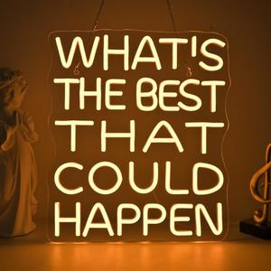 DREAMFORT What's The Best That Could Happen Neon Sign Bars Adjustable Brightness Art neon sign Led Sign USB Powered Versatile LED Wall Decor for Home Office, Café, Creative Studio, or Party
