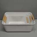 3 Pcs Plastic Metal Mesh Baskets with Wood Handle, Plastic Wire Baskets for Pantry, White Wire Countertop Basket, Cabinet Pantry Closet Bedroom Kitchen(3 Size)