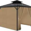 Gazebo Privacy Curtains 10' x 10' with Zipper 4-Panels Side Wall Universal Replacement for Patio, Outdoor Canopy, Garden and Backyard (Curtain Only)