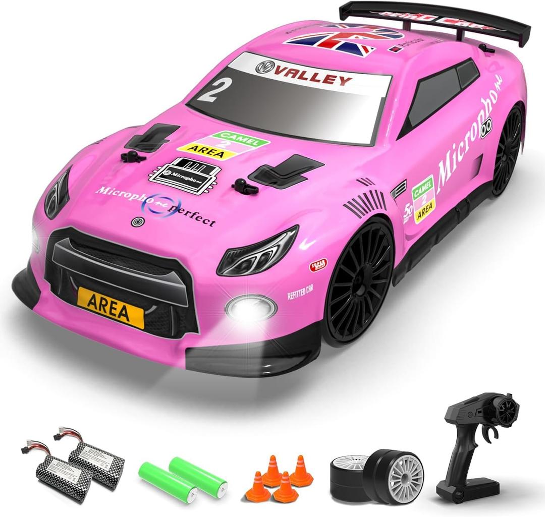 RACENT 1:14 RC Drift Car, 4WD 15MPH Fast Remote Control Cars for Adults with Drifting & Racing Tires, 2 Rechargeable Batteries (Pink)