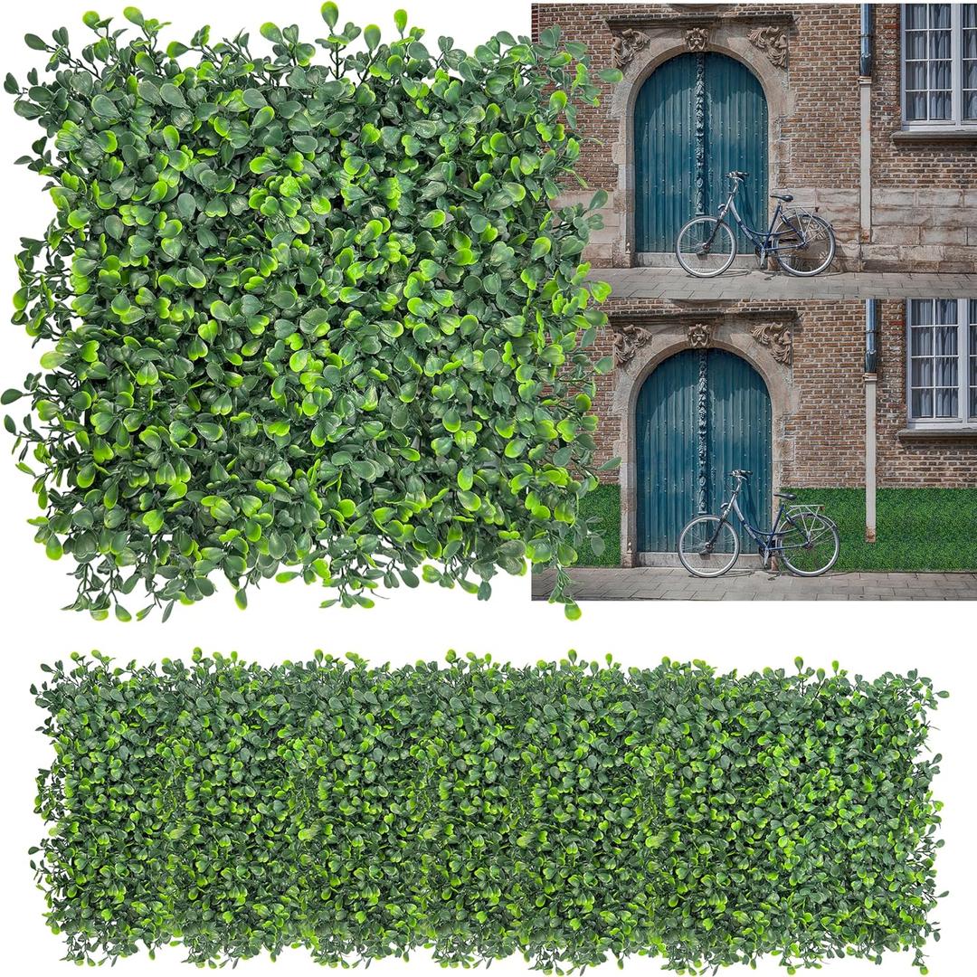 Artificial Grass Wall Backdrop: 10"x 10"(26P) Boxwood Faux Green Wall Panels for Interior Wall, Greenery Wall, Garden and Indoor Outdoor Plant Decor