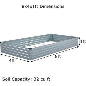 Galvanized Raised Garden Bed
Outdoor Planter Box Metal Patio Kit Planting Bed for Vegetables Flowers Herb,Gray