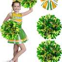 Spooktacular Creations Girl Cheerleader Costume, Halloween Cute Cheer Uniform Outfit with Accessories for Dress Up Parties (Small(5-7 yrs), Yellow Green)