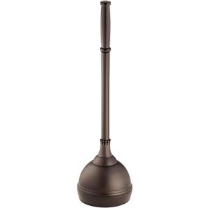 iDesign Kent Plastic Plunger with Cover Set for Master, Guest, Kids', Office Bathroom Cleaning and Storage, 5.96" x 5.96" x 21.66", Bronze