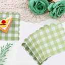 Green Gingham Napkins Disposable Cocktail: 120PCS Checkered Square Paper 9.8x9.8 Inch For Table Decorations & Dinner Party