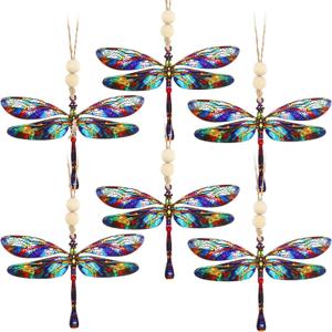 Geelin 6 Pcs Dragonfly Gifts for Women, Dragonfly Ornaments with Story Card, Dragonflies Decor Suncatcher Effect, Dragon Fly Stained Glass Effect for Mom Friend Birthday Gift