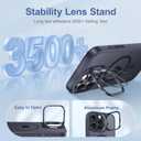 Mitywah for iPhone 16 Pro Case with Stand, 2X [Tempered Glass Screen Protector] Military-Grade Drop Protection N52 Magnetic Phone Case, Matte Translucent Slim Case Skin-Friendly Touch, Black