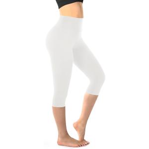 Walifrey Capri Leggings for Women, Buttery Soft High Waisted Leggings for Gym Yoga Workout (Large-X-Large, White)