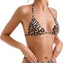 SUUKSESS Women Sexy Thong String 2 Piece Bikini Set Cheeky Halter Swimsuit (Brown, XL)