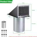 4 Inch Dryer Vent Cover Outside,4" Dryer Vent Cover Outdoor,Dryer Wall Vent Exhaust Vent Cover,Hooded Wall Vent with Screen & Damper,Exterior Dryer Vent Hood Cap for Duct,Exhaust Fan,Galvanized Steel