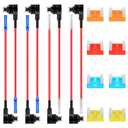 Low Profile Mini Add a Circuit Fuse Tap 12V APS Micro Automotive Replacement Holder Adapter Fuses Taps Connector ATT 12 Volt with 8Pcs 5 10 15 20A Car Blade FusePack of 16pcs