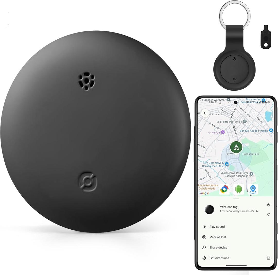 Android Tracker Tags, 1 Pack Google Certified Smart Tracker with Silicone Cases, Works with Google Find Hub for Keys, Luggage, Backpacks, Pets, IP67 Waterproof & Replaceable Battery (Android Only)