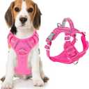 BARKBAY Dog Harness No Pull with ID Tag Pocket - Heavy Duty, Reflective, Easy Control for Large Dogs (Pink, M) (Medium (Chest:22.5-28"))