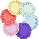 Juvale 600 Pack Mini Paper Doilies for Tables, Dining Table Decor - Round Decorative Medallion Lace Placemats for Birthday Party (4.5 in, 6 Colors)