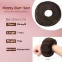 Messy Bun Hair Piece Human Hair for Woman Dark Brown Fake Hair Scrunchie Natural Curly Fluffy Donut Updo Elastic Rubber Band Scrunchie for High Ponytail and Low Chignon Styles#2