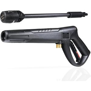 Pressure Washer Gun Wand & 3-in-1 Adjustable Nozzle, M22-14mm Fitting Compatible with Ryobi, Powerstroke, Greenworks, Husky, Raptor Blast, Electric Power Washer (Black)