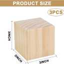 3 Inch Unfinished Solid Wood Blocks 3 Pack Natural Wood Cubes for DIY Crafting, Carving, Art Painting, Puzzle Building and Woodworking