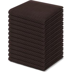 Homaxy 100% Cotton Waffle Weave Kitchen Dish Cloths, Ultra Soft Absorbent Quick Drying Dish Towels, 12 x 12 Inches, 12-Pack, Dark Brown