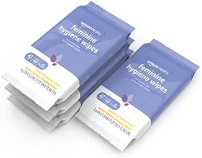 Amazon Basics Feminine Hygiene Wipes, Alcohol Free, pH Balanced, Gynecologist Tested, Fresh Scent, 126 Count (3Packs of 42)