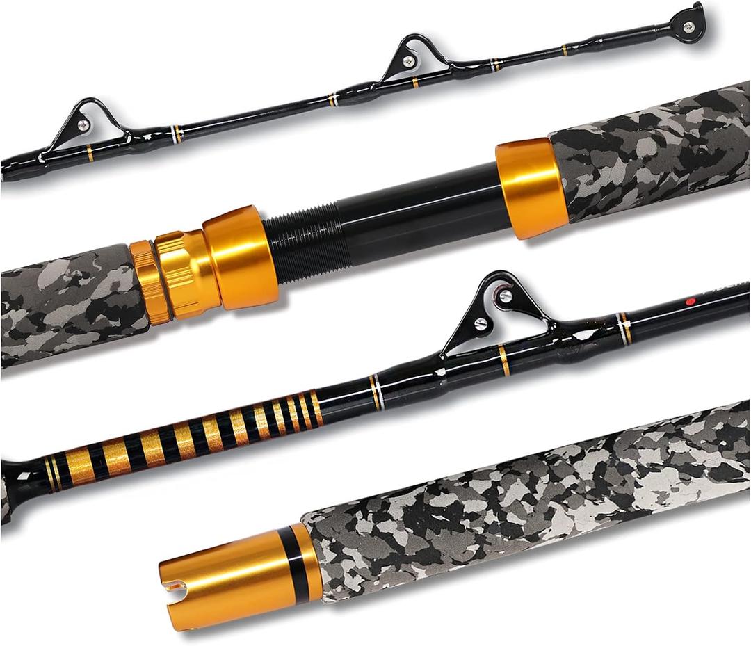 Fiblink 1-Piece Saltwater Offshore Trolling Rod 6-Feet Big Game Rod Conventional Boat Fishing Pole (80-120 lbs)