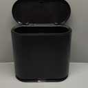 Baosia Black Slim Rectangular Plastic Trash Can with Press Type Lid,12 Liter / 3.2 Gallon Narrow Trash Bin with Pop-up Lid for Toilet,Bedroom,Bathroom,Office,Kitchen,Powder Room