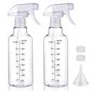 Plastic Spray Bottle 16.9oz Empty Spray Bottles Refillable Container Trigger Sprayer for Cleaning Solutions, Water, Plants, Pet, Essential Oils, Hair, 2 Pack (Clear-scale)