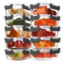 BAYZZ 10 Pack 22 oz Glass Meal Prep Containers, Glass Food Storage Containers with Airtight Lids, BPAFree, Freezer and Microwave Safe