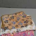 1 Pack 3 Blankets Super Soft Fluffy Premium Fleece Pet Blanket Flannel Paw Printed Throw for Dog Puppy Cat (Small 23x16'', Brown, Pink, White)