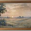 Gold Framed Wall Art Vintage Canvas Wall Art Fall Sunset Nature Landscape Artwork Prints Picture for Living Room Bedroom Farmhouse Bathroom Office Decor, 16x24