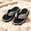 Wishcotton Women's Memory Foam Spa Thong Flip Flops Cozy Indoor Slippers, Ladies Summer Lightweight Open Toe House Sandals (M)