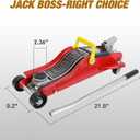 Jack Boss Floor Jack 2.5 Ton (5500 LBs) Hydraulic Low Profile Trolley Car Jack with Portable Storage Case, Lifting Range 3.5" to 14", Fit Use for Automotive Sedans, Red