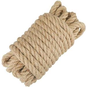 jijAcraft Jute Rope - 1/2 inch, 33 Feet x 12mm Thick, Heavy Duty Strong, Natural, for Crafts, Cat Scratching Post, Bundling, Hanging, Decorative