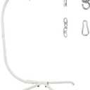Heavy Duty Hammock Chair Stand, 400lb Capacity C-Shape Swing Stand for Outdoor Patio & Indoor Use with Hanging Buckle and Spring Hook(White)