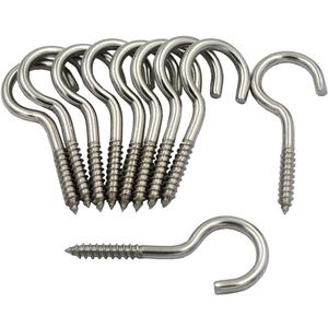 DGOL 10 pcs 2-1/2 Inch 304 Stainless Steel Screw-in Hooks Eye Bolt Ceiling Hook Screw Hanger Open Loop Loading 180 lbs
