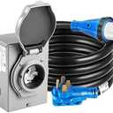 Gloppers 50 Amp Generator Cord and Power Inlet Box,50 Amp Generator Cords 25FT,125V/250V Generator Power Cord NEMA14-50P/SS2-50R Twist Lock Connector
