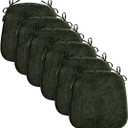 D-Shaped Chair Cushions for Dining Chairs, 2.5” Thick Chair Pads with Washable Comfortable Textured Cover, Non Slip Kitchen Chair Cushions with Ties, 16.5" x 16.5", 6 Pack, Green