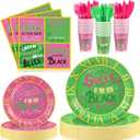 168 Pcs Green and Pink Supplies Princess and Witch Tableware Set Paper Plates Napkins Cups and Tableware Sets for Girls Birthday Party Dinnerware Supplies Decor, Serves for 24 Guest
